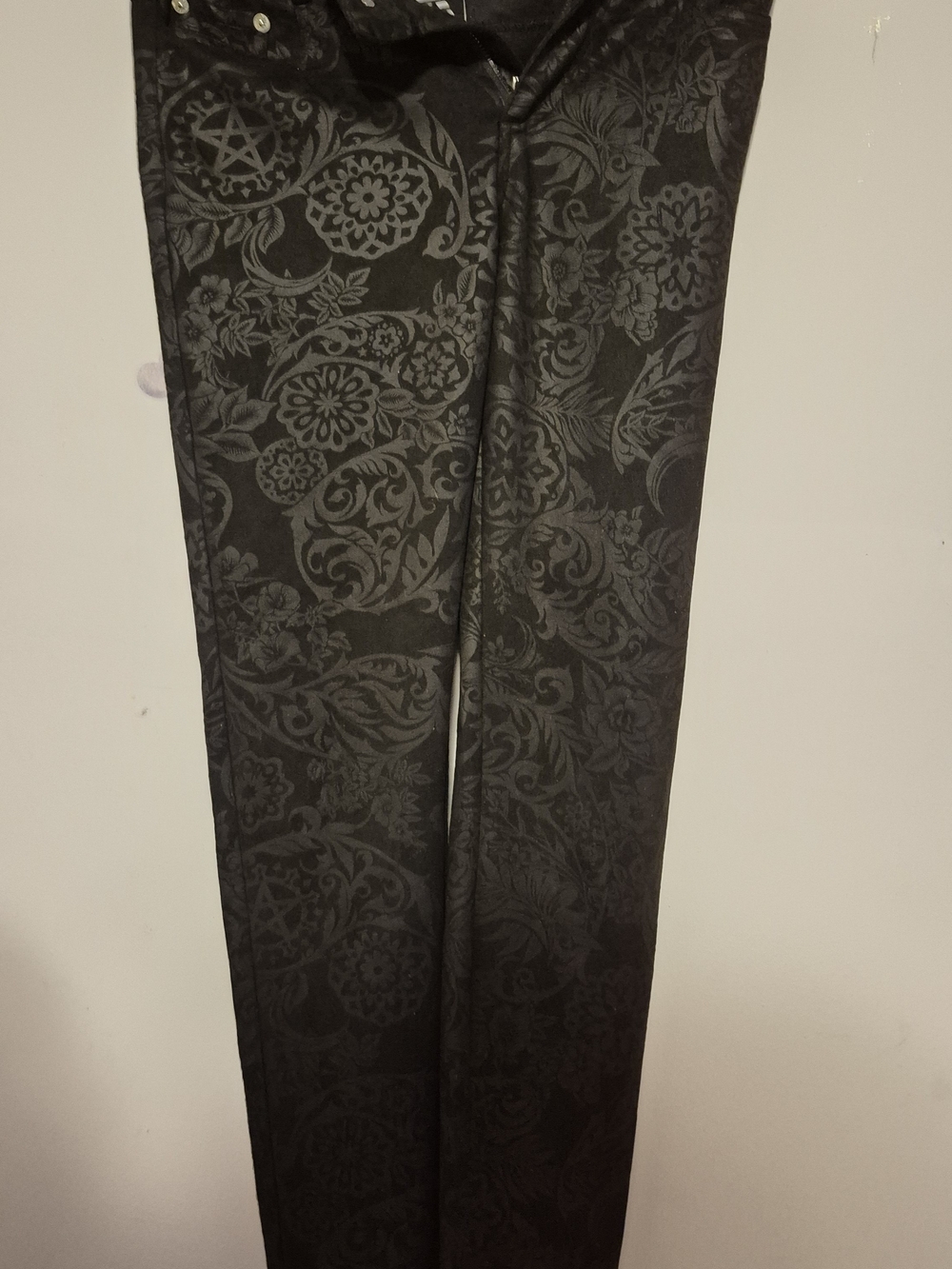 Killstar Black Floral Jacquard Pants